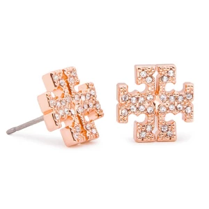 Kolczyki Tory Burch Crystal Logo Stud Earring 53423 Różowy