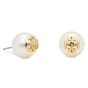 Kolczyki Tory Burch Crystal Pearl Stud Earring 11165514 Biały