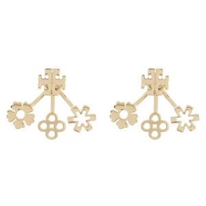 Kolczyki Tory Burch Kira Clover Front-Back Earring 160178 Złoty