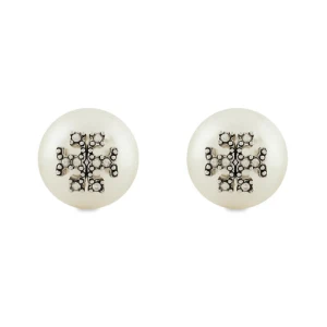 Kolczyki Tory Burch Kira Pearl Stud 163698 Biały