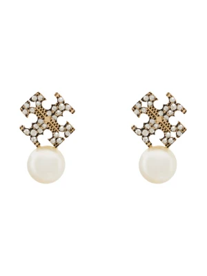 Kolczyki Tory Burch LOGO AND PEARL STUD EARRINGS 184422 Złoty