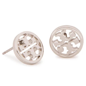 Kolczyki Tory Burch Logo Circle Stud Earring 11165518 Srebrny