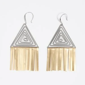 Kolczyki trójkąty i metalowe frędzle dwukolorowe BIMBA Y LOLA