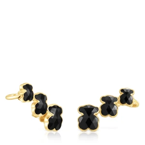 Kolczyki Typu Climber Ze Srebra Pokrytego 18-Karatowym Złotem, Z Motywami Misia Z Onyksu Tous Icon Color - Tous