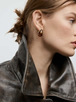 Kolczyki typu łezka z żywicy złoty - Kobieta - Rozmiar uniwersalny - MANGO