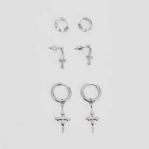 Kolczyki w kolorze srebrnym 3-pak House