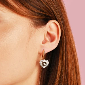 Kolczyki wiszące drzewka w sercu z cyrkoniami Dedicante