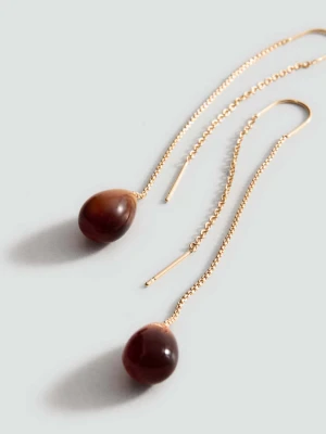 Kolczyki wiszące łezki z żywicy złoty - Kobieta - Rozmiar uniwersalny - MANGO