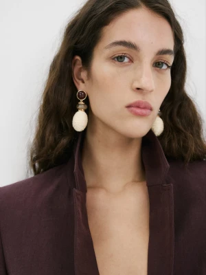 Kolczyki wiszące z naturalnego włókna beżowy - Kobieta - Rozmiar uniwersalny - MANGO