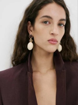 Kolczyki wiszące z naturalnego włókna beżowy - Kobieta - Rozmiar uniwersalny - MANGO