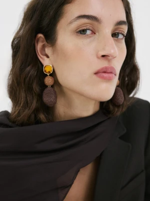 Kolczyki wiszące z naturalnego włókna brązowy - Kobieta - Rozmiar uniwersalny - MANGO