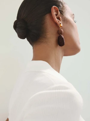 Kolczyki wiszące z naturalnego włókna brązowy - Kobieta - Rozmiar uniwersalny - MANGO