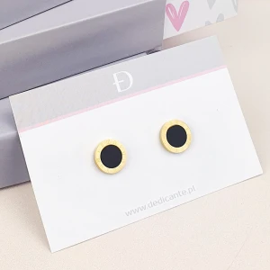 Kolczyki wkrętki czarne kółka Dedicante