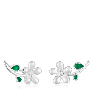 Kolczyki Wspinaczkowe Ze Srebra Z Zielonym Chalcedonem Daisy - Tous