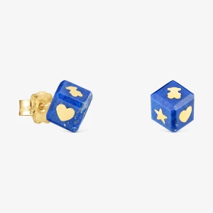 Kolczyki Z 14-Karatowego Złota Z Lapis Lazuli Cube - Tous Rozmiar