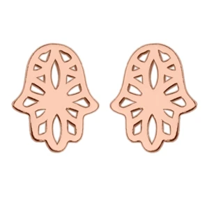 Kolczyki z ażurową ręką Fatimy w różowym złocie SOTHO