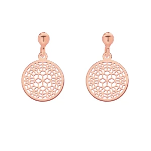 Kolczyki z ażurową rozetką z różowego złota SOTHO