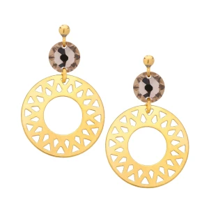 Kolczyki z dużymi arabskimi rozetami i cielistymi kryształami SWAROVSKI® CRYSTAL SOTHO