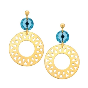 Kolczyki z dużymi arabskimi rozetami i turkusowymi kryształami SWAROVSKI® CRYSTAL SOTHO
