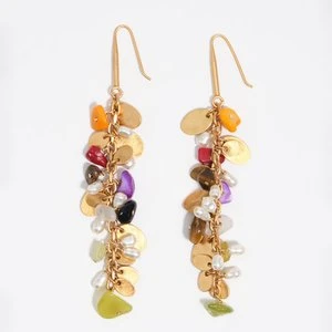 Kolczyki z kamyczkami i metalem o fakturze z postarzanego złota BIMBA Y LOLA