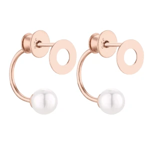 Kolczyki z kółkami z różowego złota z perłami SWAROVSKI® CRYSTAL SOTHO