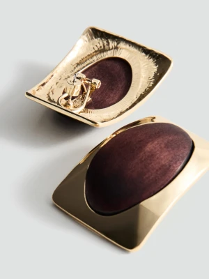 Kolczyki z łączonego drewna złoty - Kobieta - Rozmiar uniwersalny - MANGO