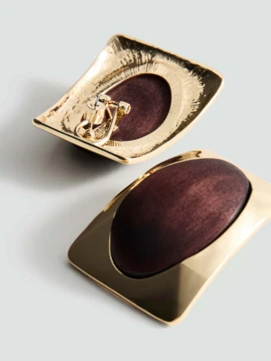 Kolczyki z łączonego drewna złoty - Kobieta - Rozmiar uniwersalny - MANGO