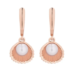 Kolczyki z muszelkami i perłą SWAROVSKI® CRYSTAL z różowego złota SOTHO
