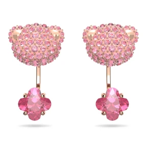 Kolczyki z nakładkami Teddy, Niedźwiedź, Różowe, Powłoka w odcieniu różowego złota Swarovski