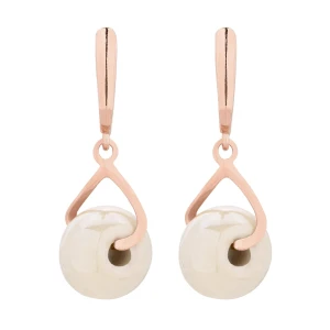 Kolczyki z różowego złota i beżową ceramiką SOTHO