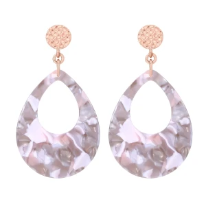 Kolczyki z różowego złota i jasnej żywicy SOTHO