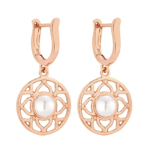 Kolczyki z różowego złota z białą perłą SWAROVSKI® CRYSTAL SOTHO