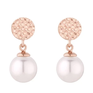 Kolczyki z różowego złota z białą perłą SWAROVSKI® CRYSTAL SOTHO