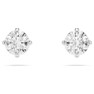 Kolczyki zapinane na sztyft Attract, Szlif okrągły, Białe, Powłoka z rodu Swarovski