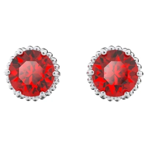 Kolczyki zapinane na sztyft Birthstone, Szlif okrągły, Styczeń, Czerwone, Powłoka z rodu Swarovski