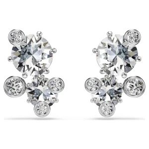 Kolczyki zapinane na sztyft Constella, Szlif okrągły, Białe, Powłoka z rodu Swarovski