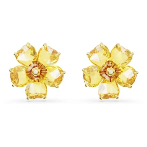 Kolczyki zapinane na sztyft Idyllia, Kwiat, Żółte, Powłoka w odcieniu złota Swarovski