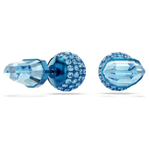 Kolczyki zapinane na sztyft Lucent, Oprawa brukowa, Kula, Niebieskie, Powłoka w odcieniu błękitu Swarovski