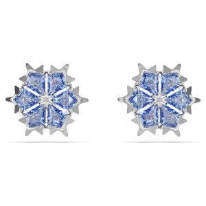 Kolczyki zapinane na sztyft Magic, Płatek śniegu, Niebieskie, Powłoka z rodu Swarovski