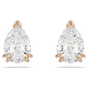 Kolczyki zapinane na sztyft Stilla, Szlif gruszkowy, Białe, Powłoka w odcieniu różowego złota Swarovski