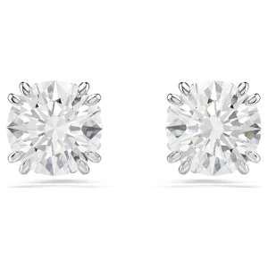 Kolczyki zapinane na sztyft Stilla, Szlif okrągły, Białe, Powłoka z rodu Swarovski