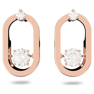 Kolczyki zapinane na sztyft Swarovski Sparkling Dance, Szlif okrągły, Kształt owalny, Białe, Powłoka w odcieniu różowego złota