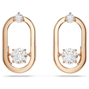 Kolczyki zapinane na sztyft Una, Szlif okrągły, Kształt owalny, Białe, Powłoka w odcieniu różowego złota Swarovski
