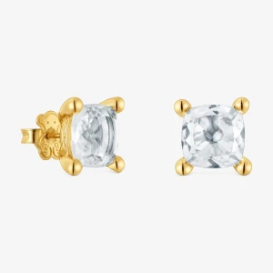 Kolczyki Ze Srebra Pokrytego 18-Karatowym Złotem, Z Kryształem Górskim Color White - Tous Rozmiar