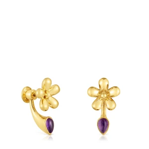 Kolczyki Ze Srebra Pokrytego 18-Karatowym Złotem, Z Motywem Kwiatu I Ametystem Daisy - Tous Rozmiar