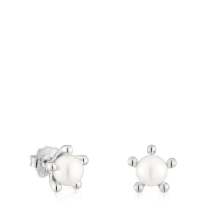 Kolczyki Ze Srebra, Z Perłami Hodowanymi Tous Garden - Tous Rozmiar