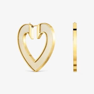 Kolczyki Ze Stali W Kolorze Złotym I Białej Żywicy Z Motywem Serca 50 Mm Tous Galaxy - Tous Rozmiar