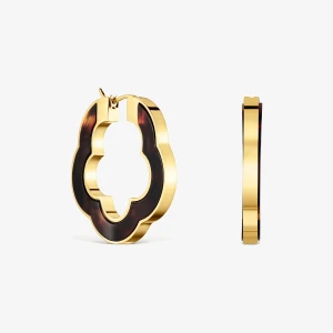 Kolczyki Ze Stali W Kolorze Złotym I Szylkretowej Żywicy Z Motywem Kwiatu 33 Mm Tous Galaxy - Tous Rozmiar