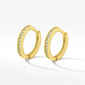 Kolczyki ze złota 1.4cm koła z białymi cyrkoniami Filipowicz