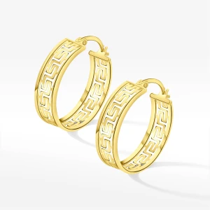 Kolczyki ze złota 2.0cm koła z wzorem greckim Filipowicz